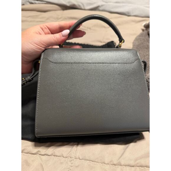YSL Saint Laurent Grey Grain Leather Cassandra Mini Top Handle Bag - Picture 5 of 12